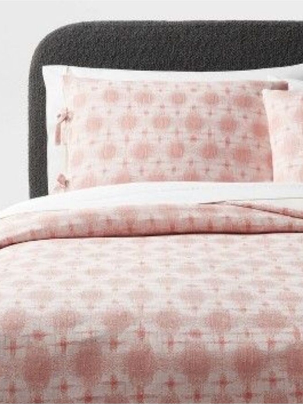 NEW Threshold Yarn Dyed Cotton Pink Ikat 3 Pc Duvet Cover Set